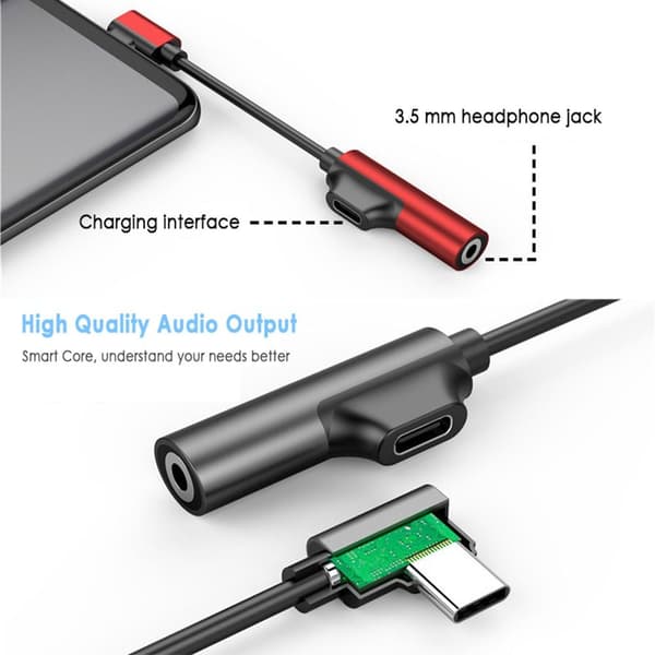 USB C DAC Adapter Hörlursadapter RÖD Red