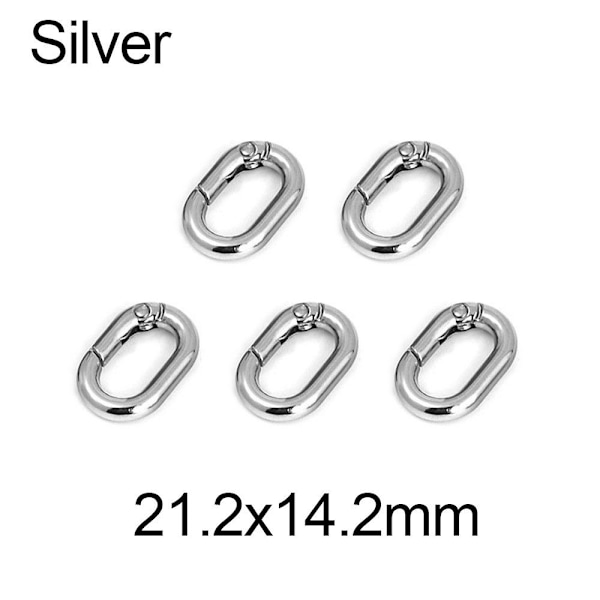 5kpl Jousi soikeat renkaat Laukku Vyön soljet SILVER 21.2X14.2MM Silver 21.2x14.2mm