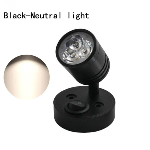 LED Væglampe Camper Van Lys SORT NEUTRAL LYS NEUTRAL LYS Black Neutral Light-Neutral Light
