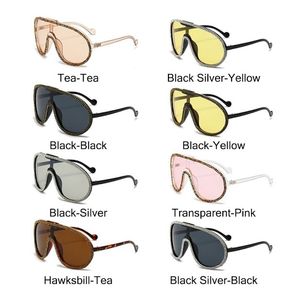 Rhinestone aurinkolasit Ylisuuret sävyt MUSTA HOPEA-KELTAINEN Black Silver-Yellow