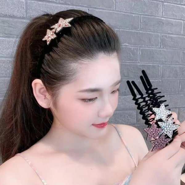 Pannband Rhinestone Comb Strass Pannband VIT white