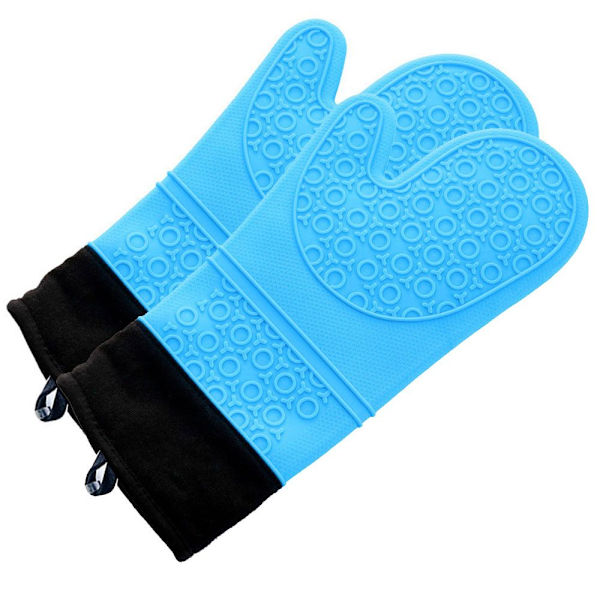 Halkfria ugnsvantar Matlagningssilikonhandskar Blue A pair-A pair