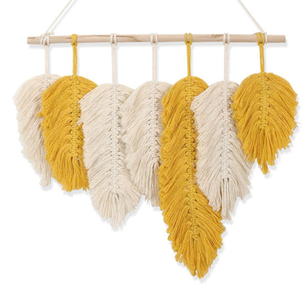Macrame Vägghängande Fjäder Bomull Drömfångare