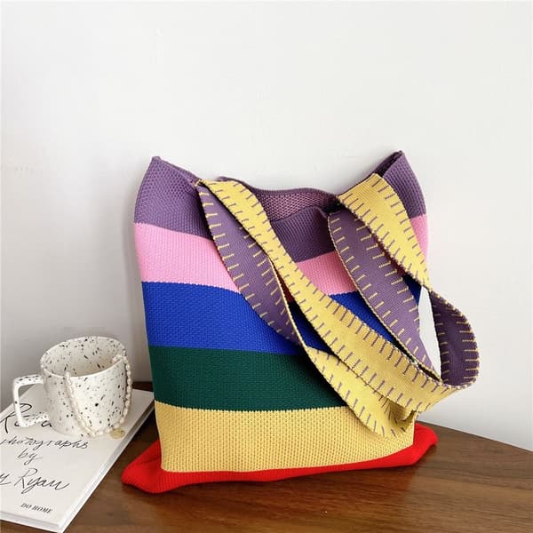 Knit Handbag Kangaskassi VILLA purple