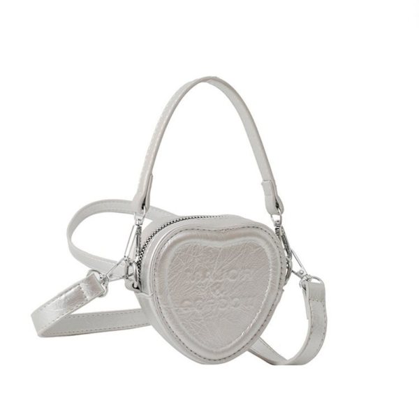Søte hjerteformede mini crossbody-vesker Trend koreansk mote silver