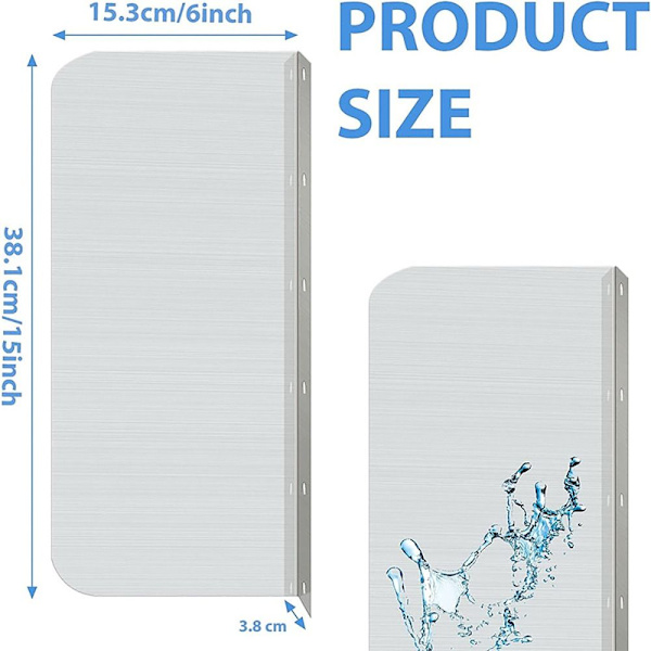 Side sprutbeskyttelse vask skillevegg 15X6INCH 15X6INCH 15x6inch