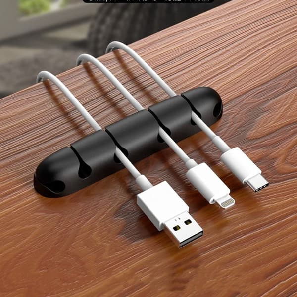4 kpl USB -kaapelin organizer lankakela MUSTA black
