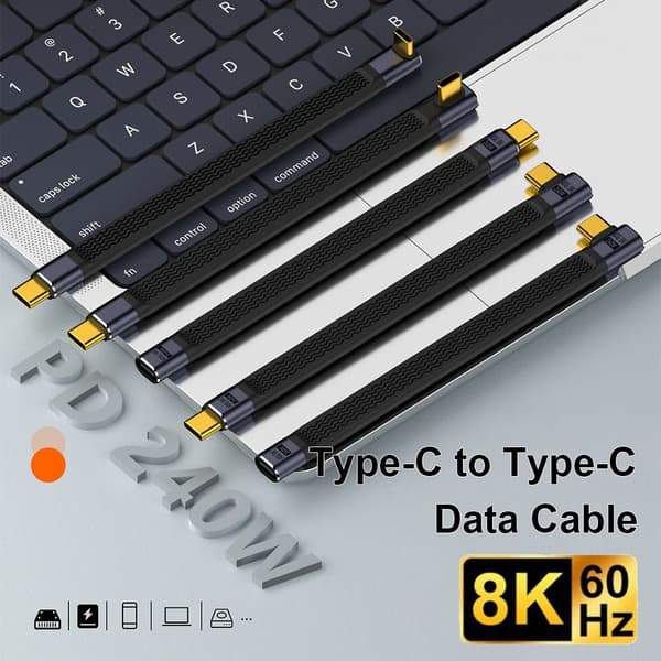40 Gbps USB4.0-kabel USB C til Type C-ledning M-M SIDEBØJ M-M SIDE M-M Side Bend