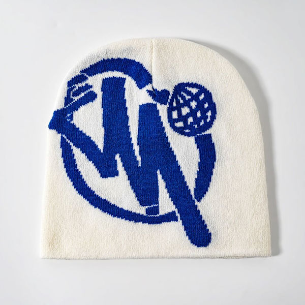 Hip Hop Cap Strikkede Huer HVID&BLÅ white&blue