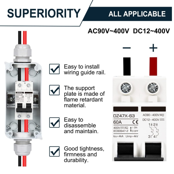 Udendørs Vandtæt Switch Box Miniature Circuit Breaker Plast