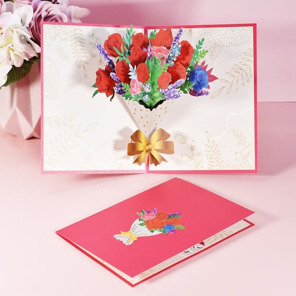 3D buketkort Blomster lykønskningskort C C C