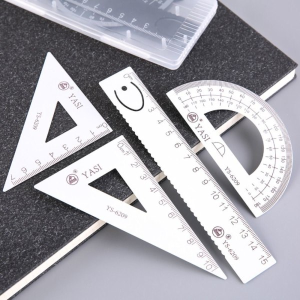 4 kpl/ set Piirustustyökalut Math Geometry Tool MUSTA black