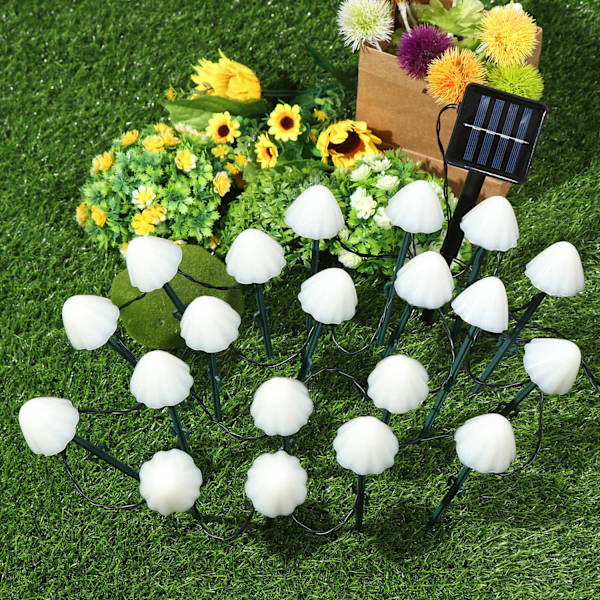Solar Garden Lights Mushroom Fairy String Lights warm white