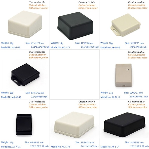 Elektronisk projektæske Vandtæt dæksel Projekt SORT 66X43X17MM Black 66x43x17mm