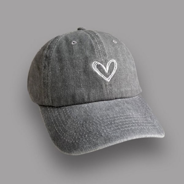 Love Heart Broderi Baseball Caps Distressed Faded Cap KHAKI khaki