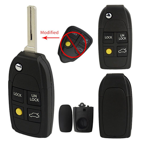 Fjernnøgleskall Bil fjernbetjeningsnøglekasse 4 KNAPPER 4 KNAPPER 4 buttons