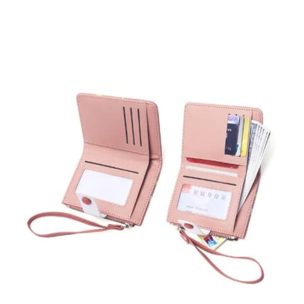 Blomstertrykt lommebok Solid Multi-Card Holder Veske BLÅ blue