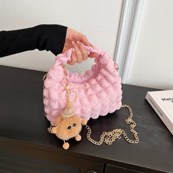 Puffy Handbag Kangaskassi MUSTA black