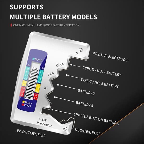 Digital batteritestare LCD-skärm silver