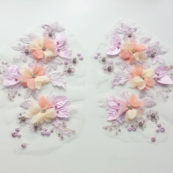 1 par Broderi Spets Spets Tyg LILA purple