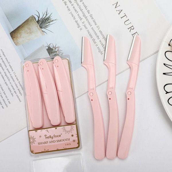 6st Ögonbrynstrimmer Eyebrow Shaper Razor ROSA pink