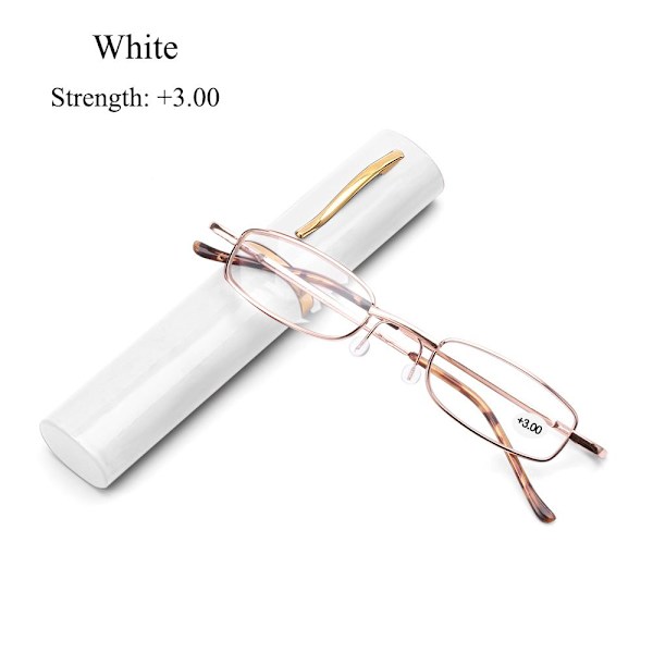 Læsebriller med Pen Tube Etui HVID STYRKE 3.00 white Strength 3.00