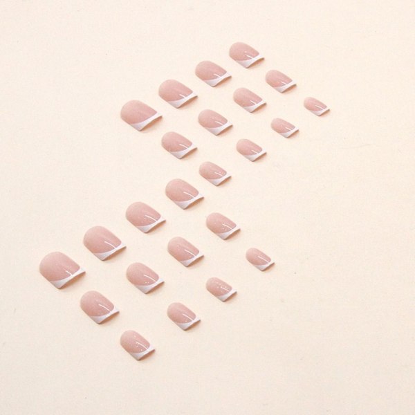 24stk False Nails Short Square French W397