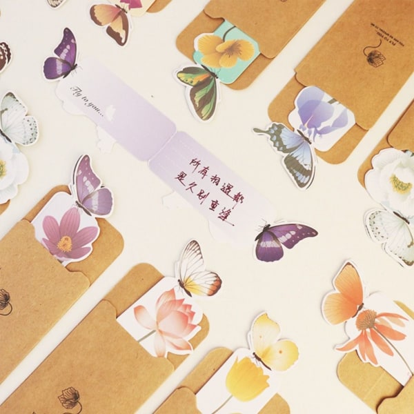 Butterfly Bogmærke Blomster Marker Besked Kort Bogmærke Random12pcs