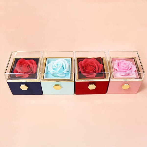 Roterande smyckeskrin Rose presentask BLÅ blue