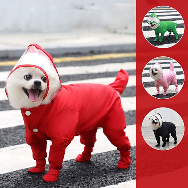 Hund Regnrock hundkläder RED L Red L
