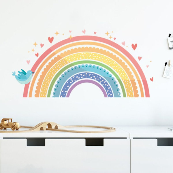 Väggdekor Färgglada Boho Rainbow Heart Tapet Rainbow Dekaler
