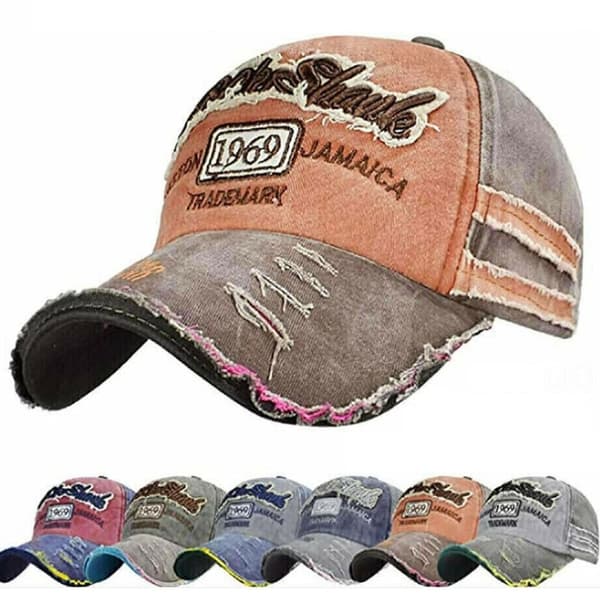 Broderi Baseball Kepsar Distressed Faded Cap GRÅ grey