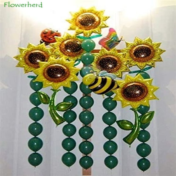 5 stk Solsikkefolieballoner Aluminiumsglobos