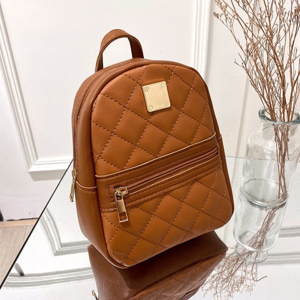 PU Läder Shoulder Mini Liten Ryggsäck Multi-Function brun