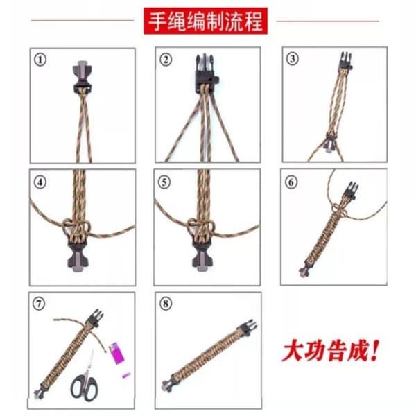 2Pak Paracord Nøglering Krog D Ring Karabinhage Clips