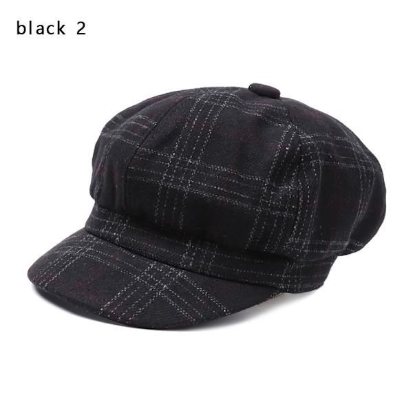 Ottekantede kaskethatte Maler Newsboy-kasketter Kvinder Baret SORT 2 black 2