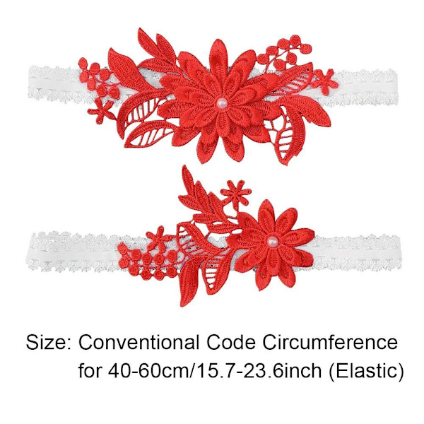 2 kpl Lace Flower Pearl sukkanauhat Stretch Garter WINE RED wine red