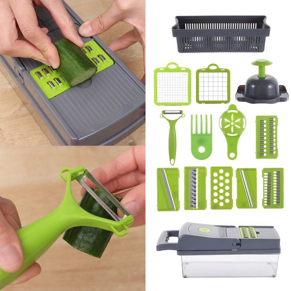 14 i 1 Mat Grönsakssallad Fruktskalare Cutter Slicer