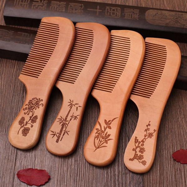 2 kpl Peach Wood Comb Fine Tooth -kampa 2 2 2