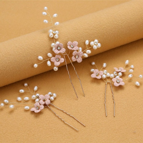 3kpl/ set Flower Hair Pins Hiusklipsit PINK pink