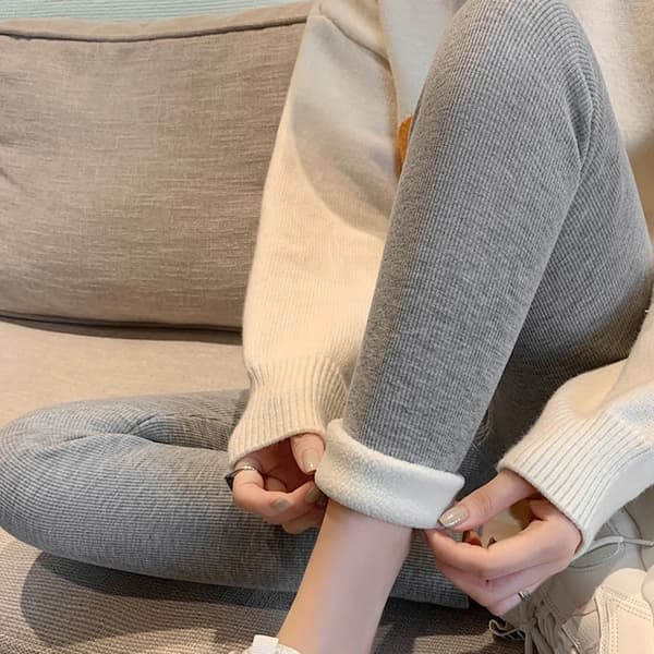 Fleeceforede leggings Vinterleggings GRÅ L Grey L