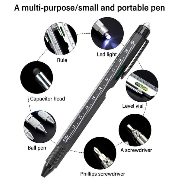 Multifunksjon Penn Kapasitiv Pen SORT Black