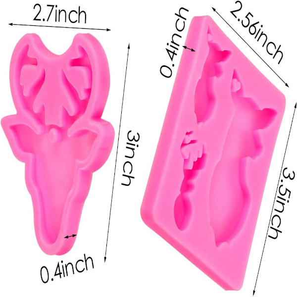 4 stk Deer Elk Nøgleringe Silikone Forme Resin Nøglering Forme