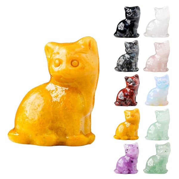 Naturlig krystall kattefigur Fortune Cat Statue 10 10 10