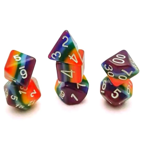7st/ set Rainbow Dice Set Speltillbehör Fritidsunderhållning