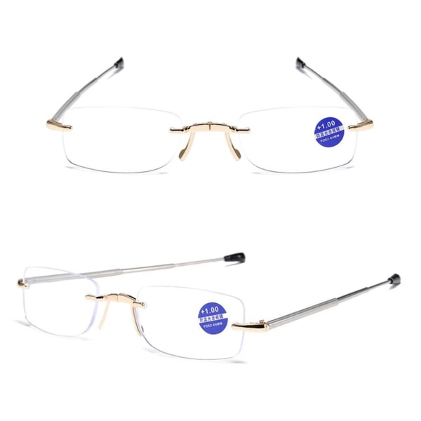 Anti-blått lys Lesebriller Sammenleggbare briller GULL Gold Strength 150