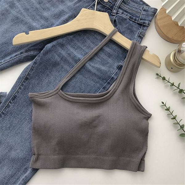 Dam Tank Sexiga Underkläder Crop Top GRÅ grey