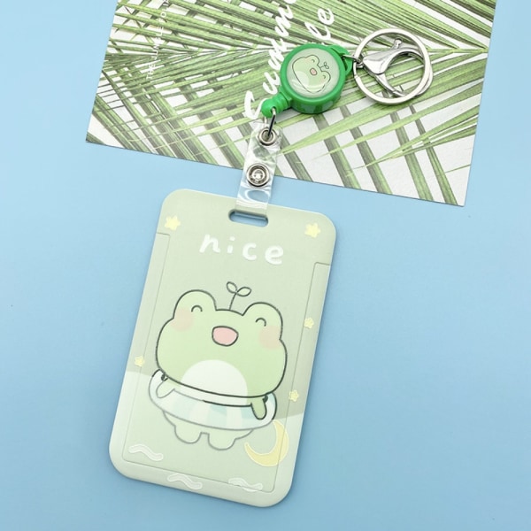 Søt frosk uttrekkbar lanyard ID-merkeholder Kawaii