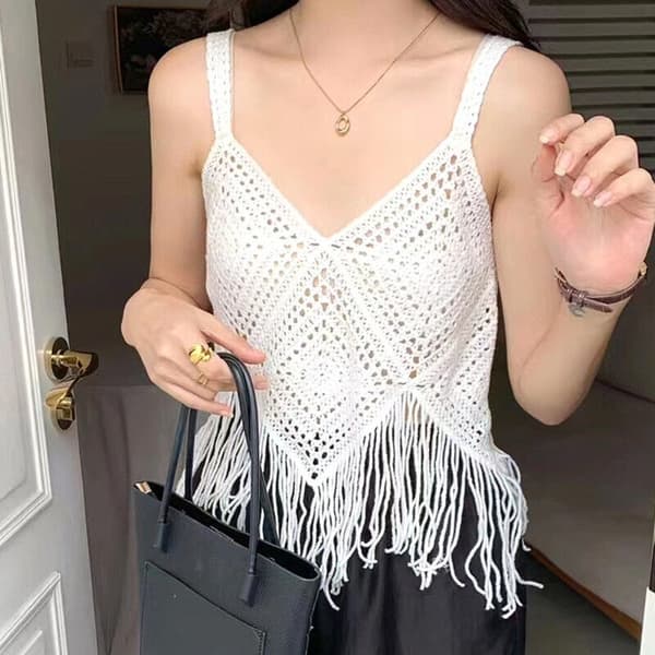 Crop Tops Broderade Suspender WHITE White
