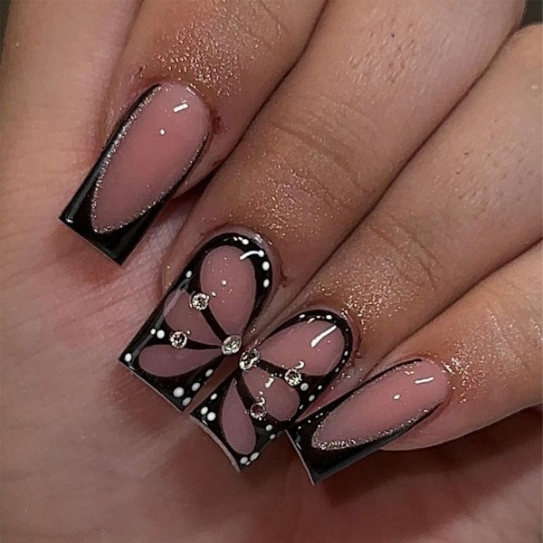 24stk False Nails Long Square French